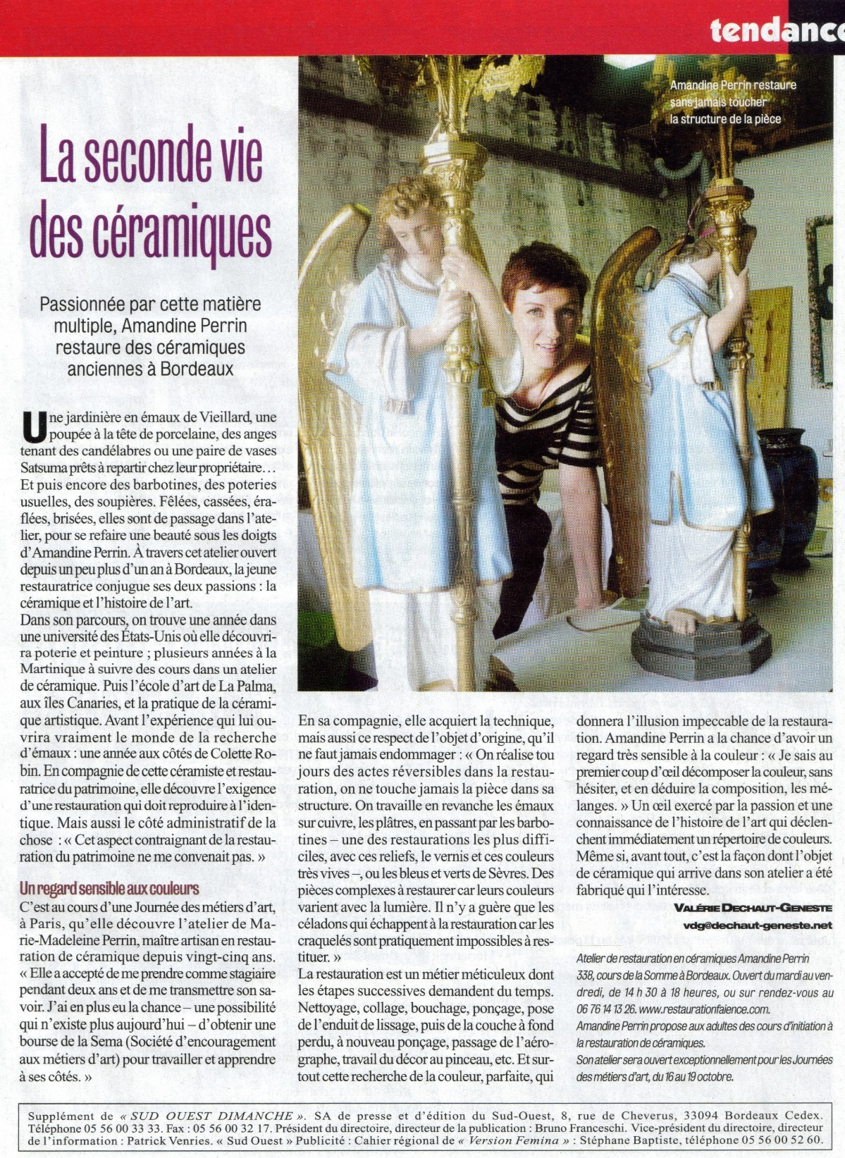 article Femina Amandine Perrin restauratrice d'objets d'art